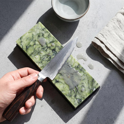 Knife Sharpening Stone, 10000 Grit Whetstone Knife Sharpener Final Fine Polishing Natural Green Honing Oilstone for Knives Tools, Cutting Tools, 180 x 60 x 30 mm