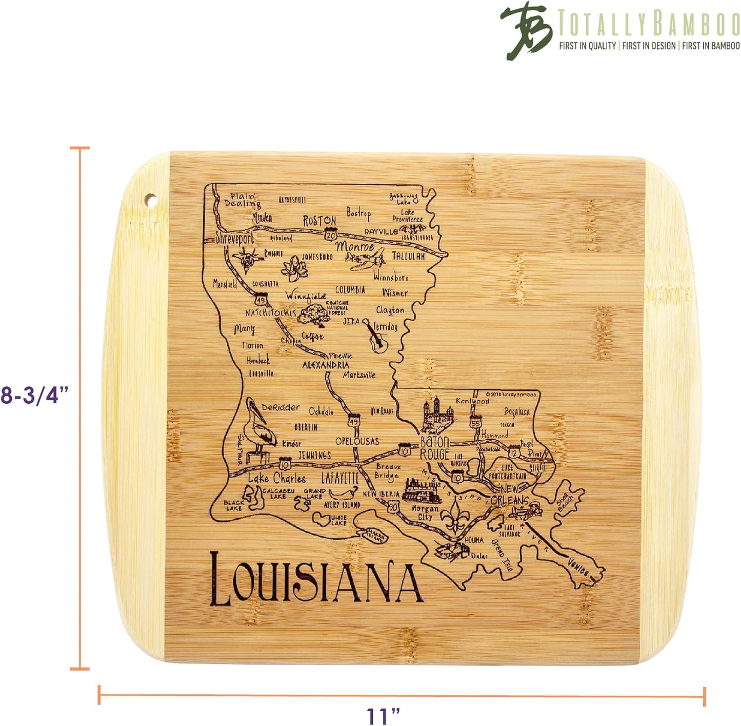 Totally Bamboo A Slice of Life New Jersey State Serving and Cutting Board, 11" x 8.75" - Colors B