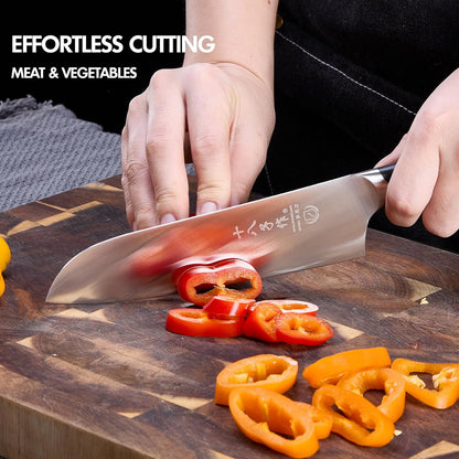 SHI BA ZI ZUO Meat Cleaver Set Chinese Style Patterns 7.09”&6.97" Chef Knife Stainless Steel Professional Kitchen Cleaver And Santoku Knife (Kitchen Knife Set 2 Pcs)