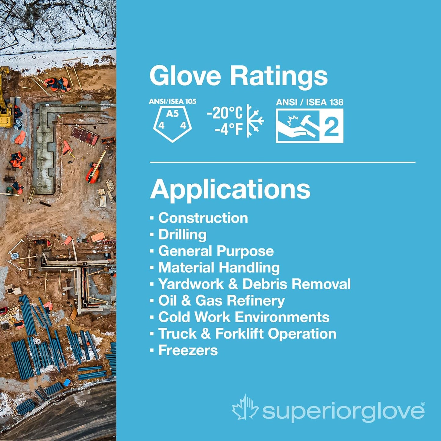 Superior Glove Endura Cut and Impact Resistant Leather Work Gloves – Insulated for Cold Winter Temperatures – 378KGTVB Large (Pack of 1 Pair)