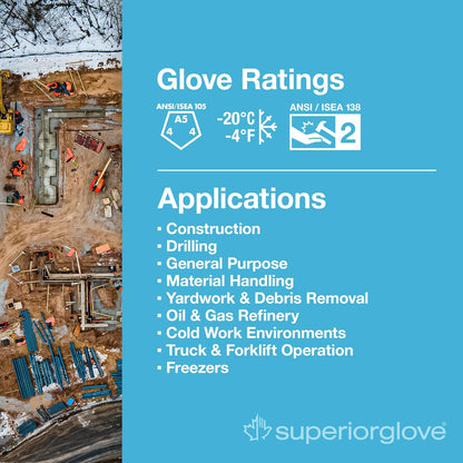 Superior Glove Endura Cut and Impact Resistant Leather Work Gloves – Insulated for Cold Winter Temperatures – 378KGTVB Large (Pack of 1 Pair)