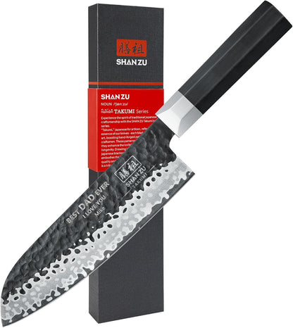 SHAN ZU Japanese Chef Knife 8 Inch, High Carbon Steel 10Cr15Mov Professional Kitchen Knife, Sharp Cooking Knife with G10 Handle Dishwasher Safe, Meat Cutting Gyuto Knife, Gifts for Women & Men