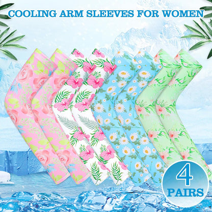 4 Pairs Gardening Sleeves Anti-Slip Arm Protection with Thumb Hole Sun Sleeve Cooling Arm Sleeves for Women Men Outdoor