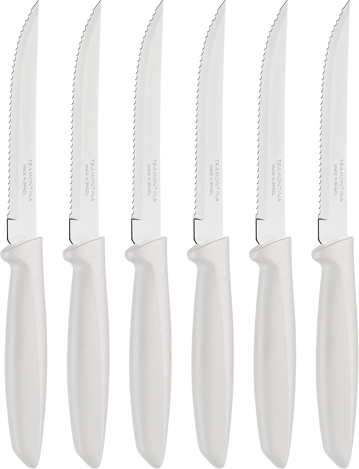 Tramontina Kitchen Knives Set of 6, Serrated Fruit Tomato Cooking Knife, Vegetable Chopper Peeler, Stainless Steel, Multipurpose, Pointed Tip, Brown, 23498454