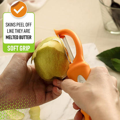Spring Chef Premium Swivel Vegetable Peeler, Soft Grip Handle and Ultra Sharp Stainless Steel Blades - Perfect Kitchen Peeler For Veggie, Fruit, Potato, Carrot, Apple - Black
