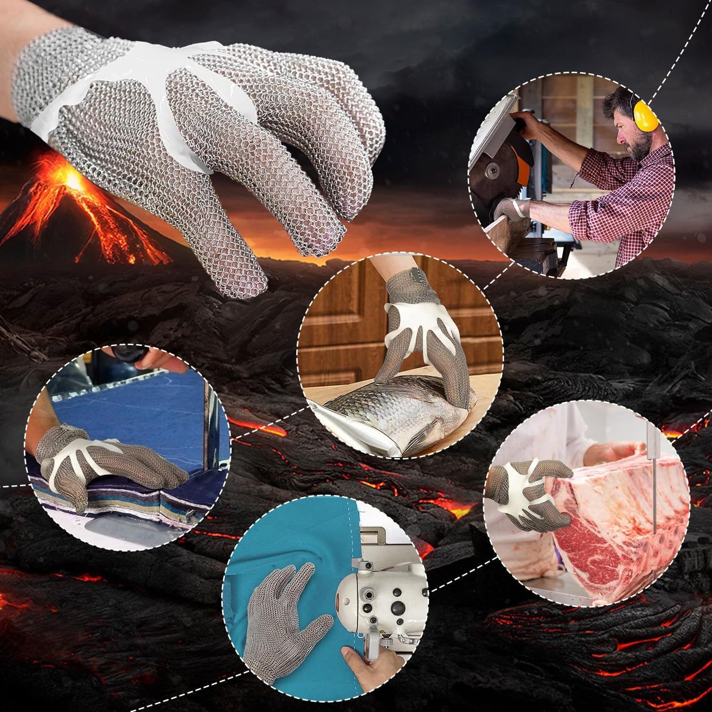 Cut Resistant Gloves, Mesh Chainmail Gloves for Cutting Food Grade for Kitchen Meat Cutting, Oyster Shucking