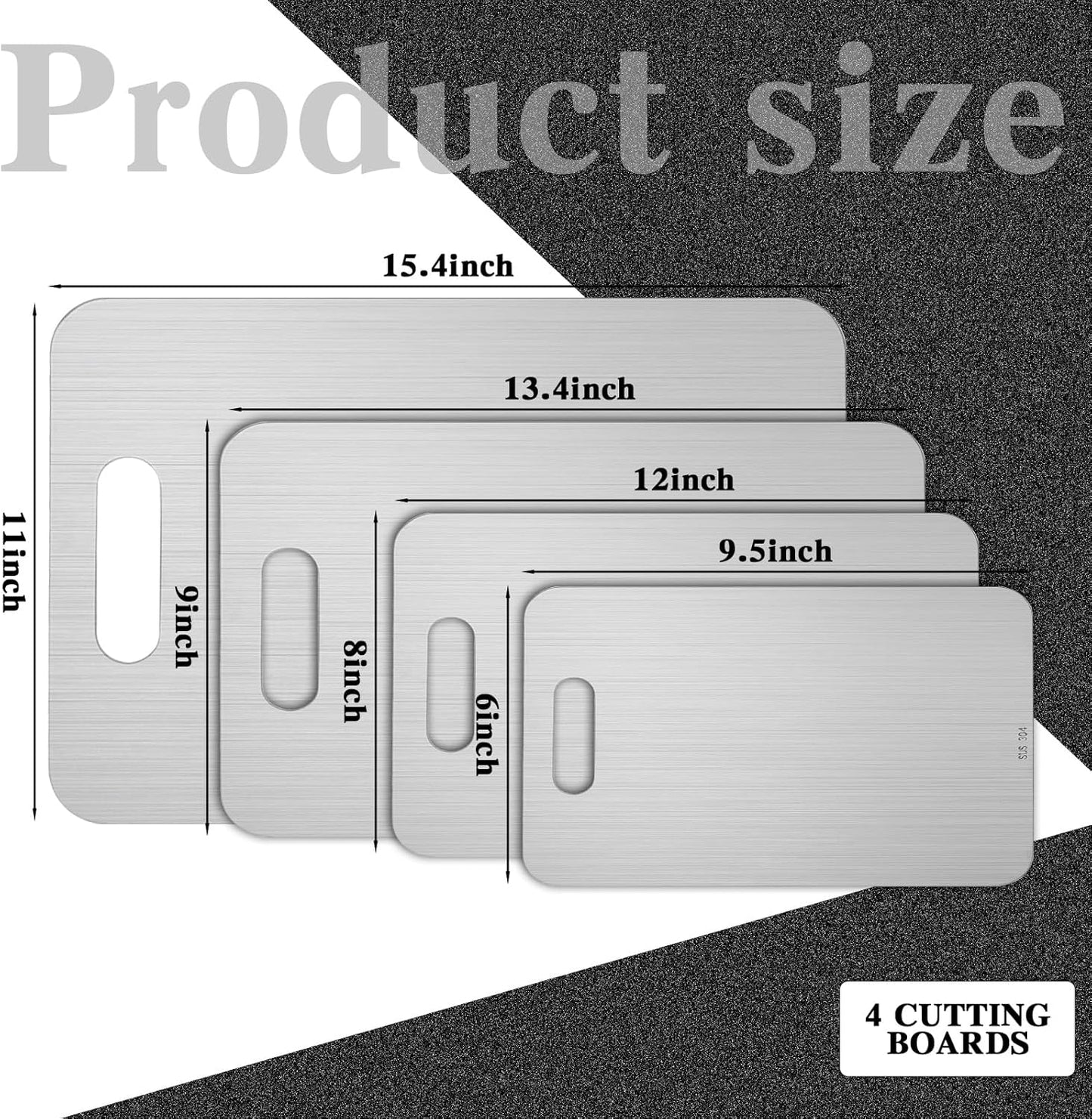 Yaocom 3 Pcs Stainless Steel Cutting Board for Kitchen 304 Steel Chopping Dishwasher Safe Metal Cutting Board Set for Kitchen Meat Fruit Vegetable (13.4"x9",11.8"x7.9",9.5"x6")