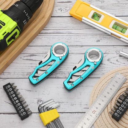 Tondiamo 4 Pcs Folding Pocket Utility Knife Heavy Duty Box Cutter Folding Razor Knife with Anti Slip Finger Loop Easy Change Blades 3 Lock Positions Design (Yellow,Red,Black,Green)