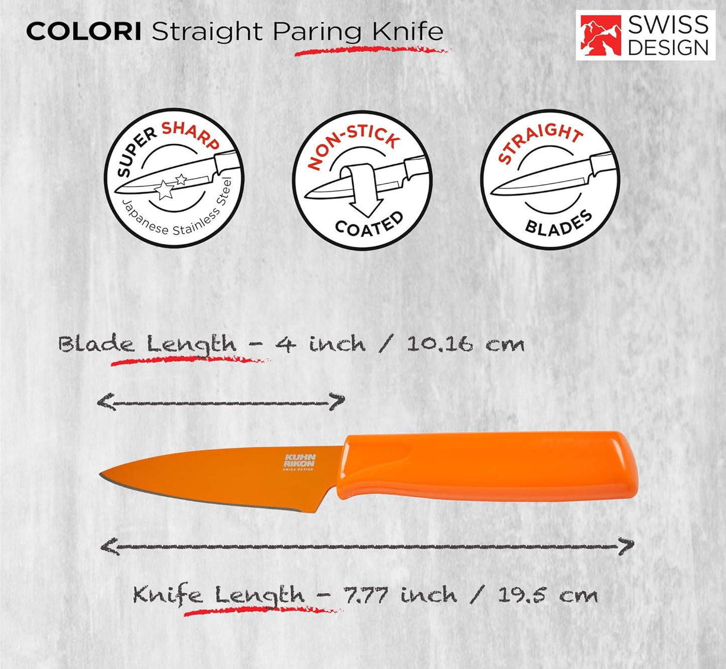 Kuhn Rikon Colori® Paring Knife – 4 Inch Japanese Stainless Steel, Nonstick Blade, Ergonomic Handle & Sheath, White