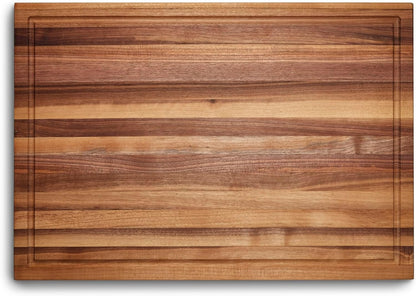 HexClad Large Walnut Cutting Board, Double-Sided with Juice Groove & Recessed Handles, Durable, Scratch-Resistant Hardwood, Great for Chopping, Carving & Serving, 13.75"x19.5"