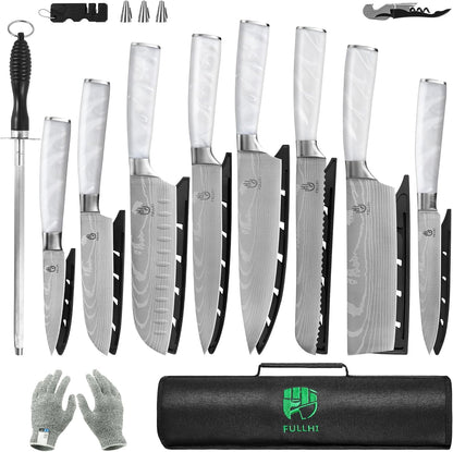 FULLHI Knife Set, 14pcs Japanese Knives Set, Premium German Stainless Steel chef Knife Set