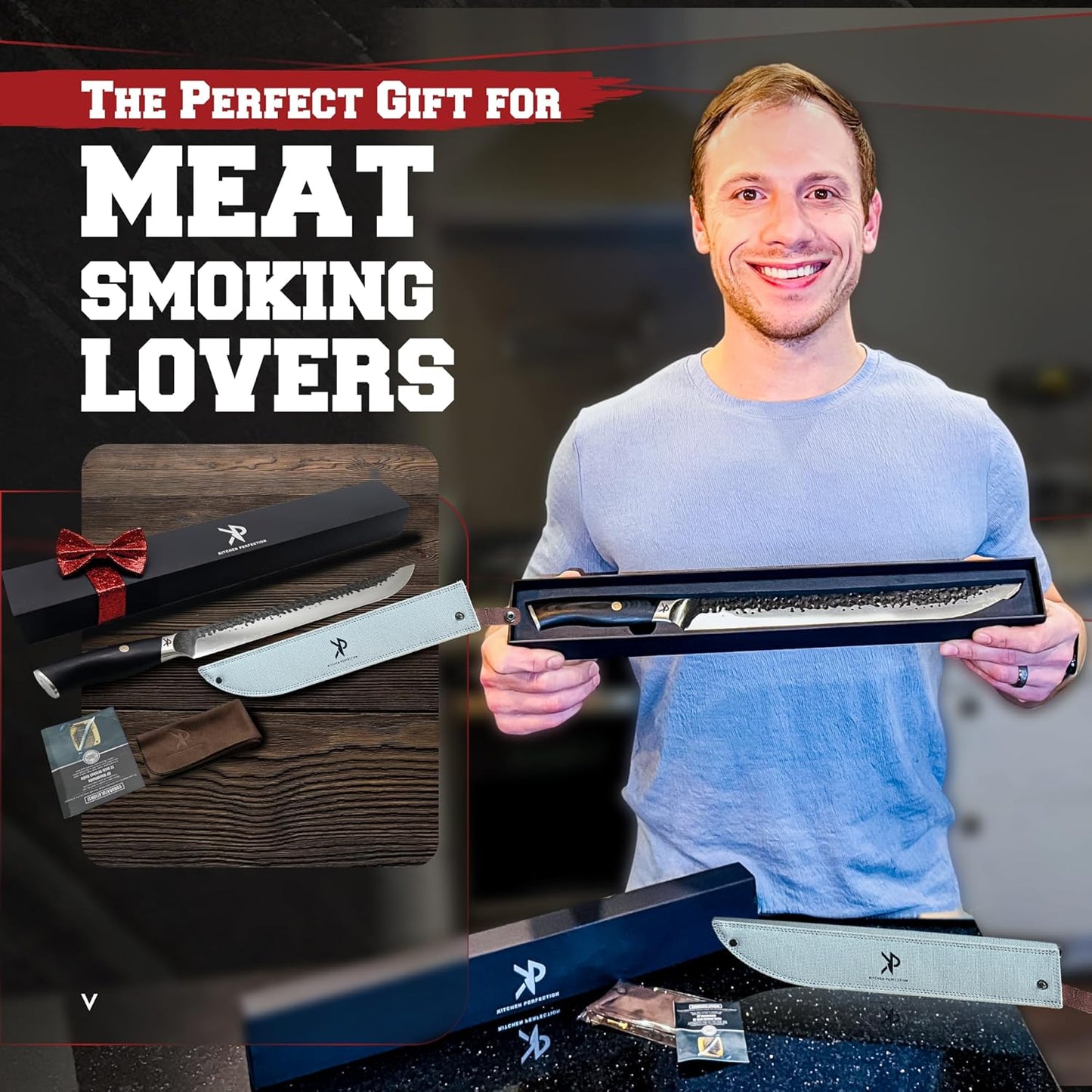 Kitchen perfection Handmade Meat Cleaver Knife for Meat Cutting - Professional 7" Serbian Chef Knife - Made of High Carbon Steel - Hand Sharpen Butcher Knife with Canvas Sheath, Unique Gifts for Men