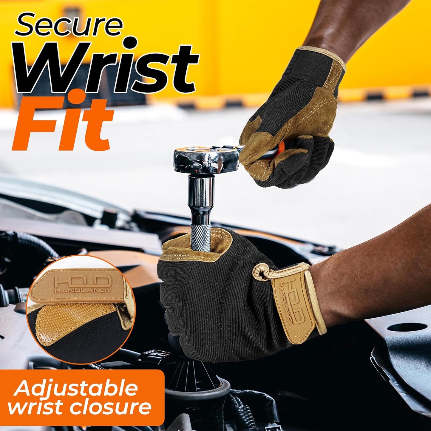 HANDLANDY Work Gloves for Men & Women, Utility Mechanic Working Gloves Touch Screen, Flexible Gardening Gloves for Yard