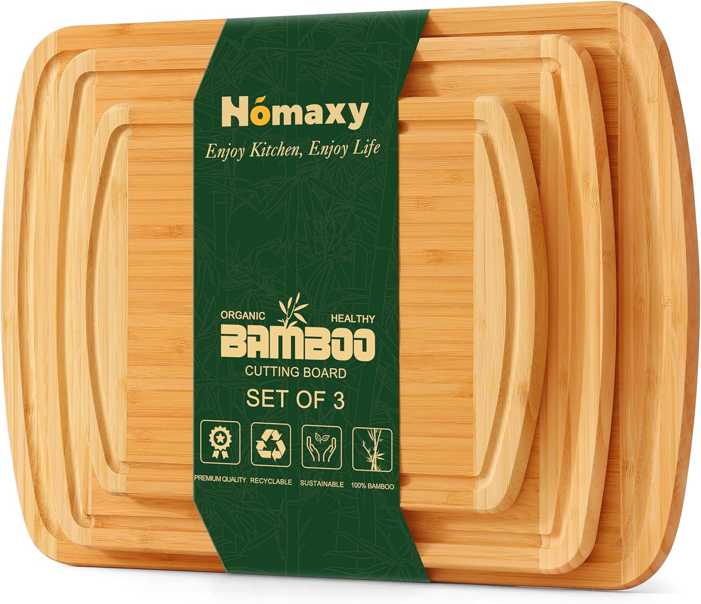 Homaxy Extra Large Organic Bamboo Cutting Boards for Kitchen, 18"x12" Wooden XL Cutting Board with Juice Groove and Handles, Charcuterie Butcher Block Wood Serving & Chopping Board - Pre Oiled
