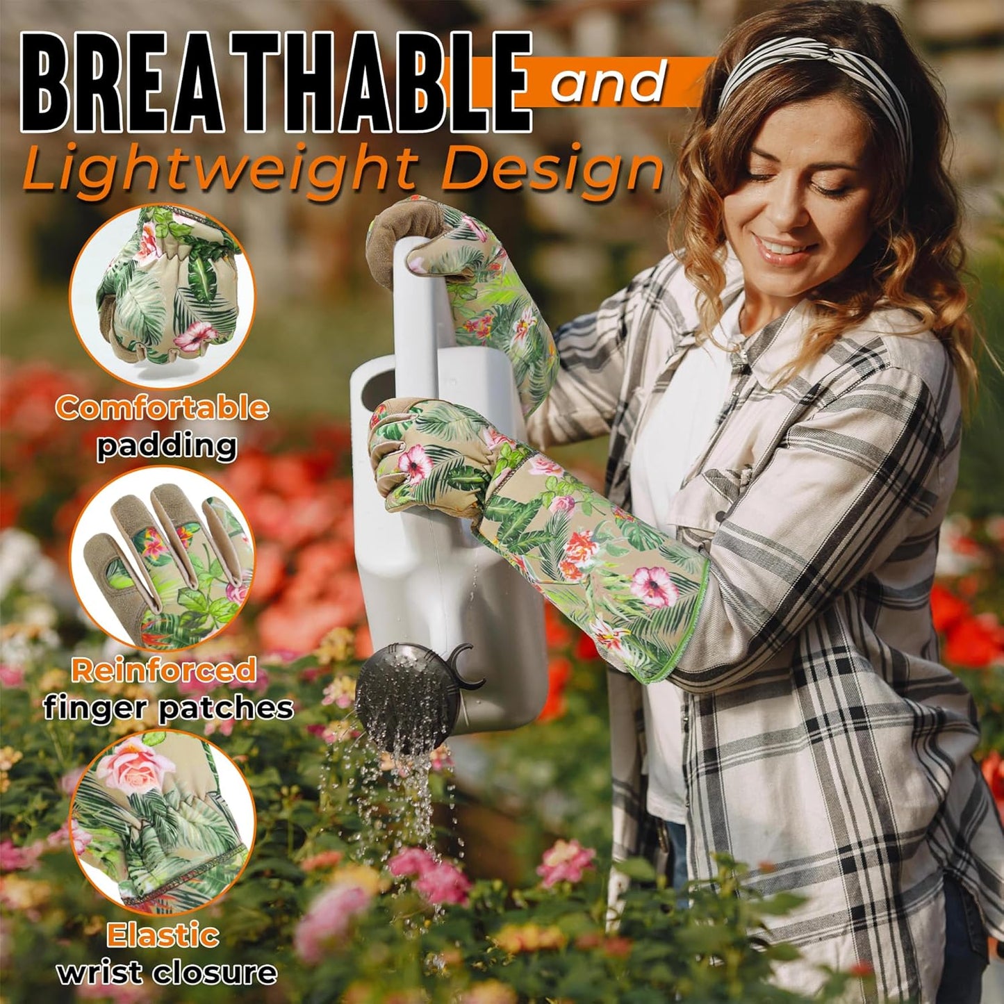 HANDLANDY Rose Pruning Gloves for Men & Women, Long Thorn Proof Gardening Gloves, Breathable Pigskin Leather Gauntlet, Best Garden Gifts & Tools for Gardener