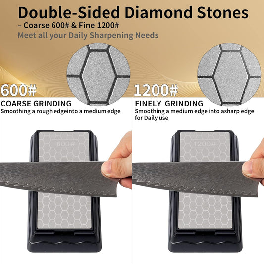CWOVRS Diamond Sharpening Stones, 5 PCS Diamond Sharpening Plate with Honeycomb Surface for Fast Sharpening – Ideal Sharpening Stone Kit for Knives, Scissors, Outdoor Tools & Kitchen Blades 200-2000#