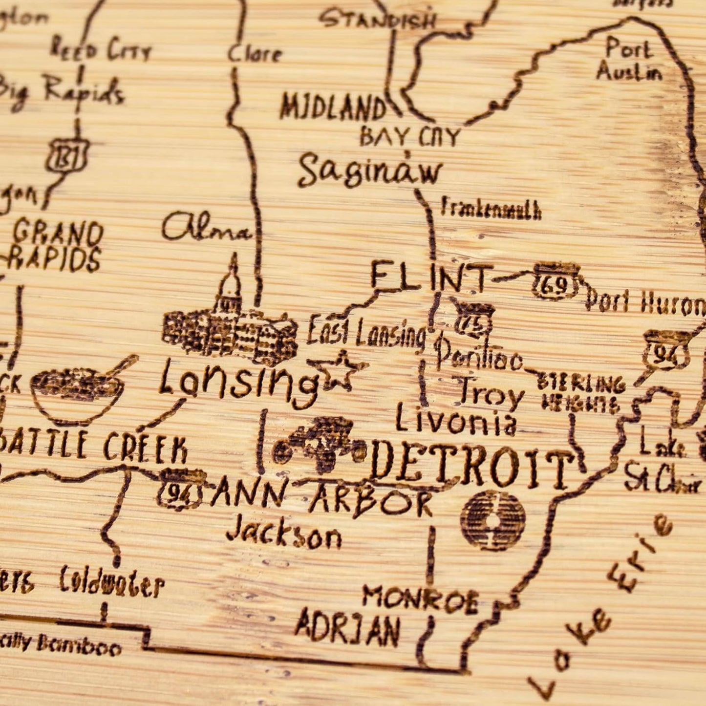 Totally Bamboo A Slice of Life New Jersey State Serving and Cutting Board, 11" x 8.75" - Colors B