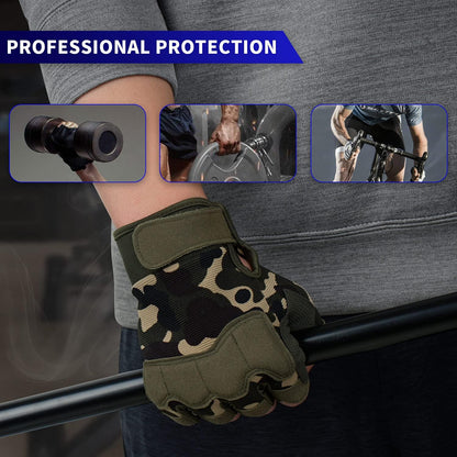 FIORETTO Fingerless Workout & Exercise Gloves for Gym, Weight Lifting, Airsoft, Shooting, Hunting, Hiking, Cycling, Driving, Motorcycle, Climbing M210603