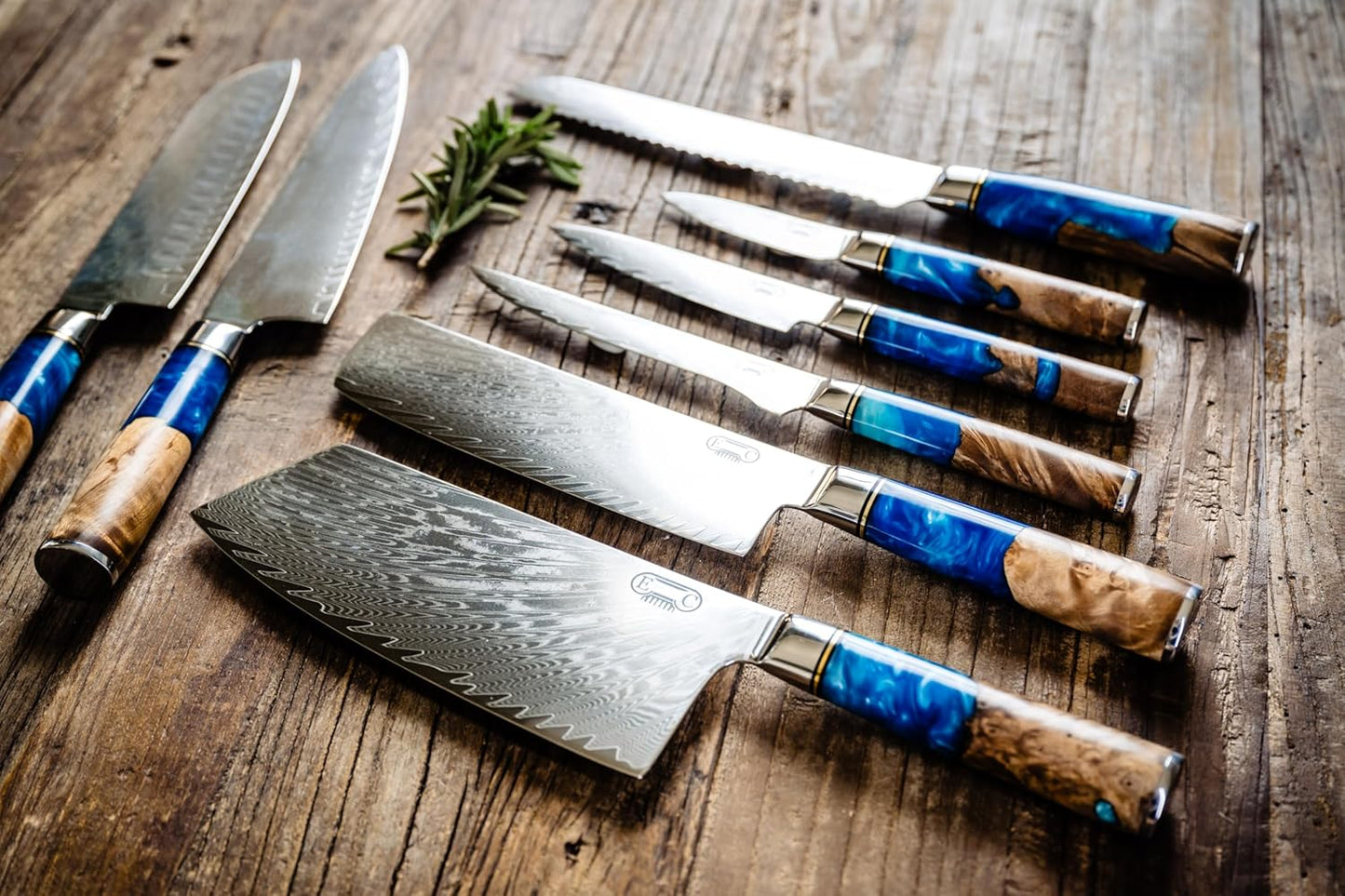 Tidal Blue - 7" Nakiri Knife - Damascus