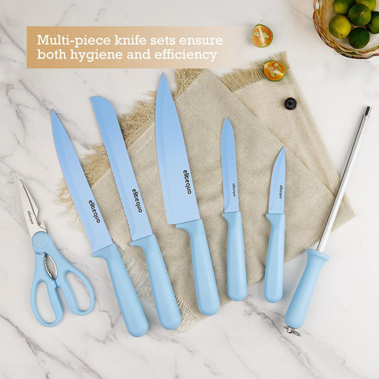 8 Piece Kitchen Knife Block Set with Sharpener,Dishwasher Safe,German Stainless Steel with Ergonomic Handle Anti-slip Handle