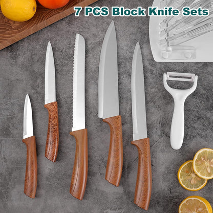 Professional 6-Piece Kitchen Knife Set with Acrylic Block - Knives Set for Kitchen, Universal Knife Block, Utility Knife Block Set, New Home Essentials, Apartment Essentials, Dishwasher Safe