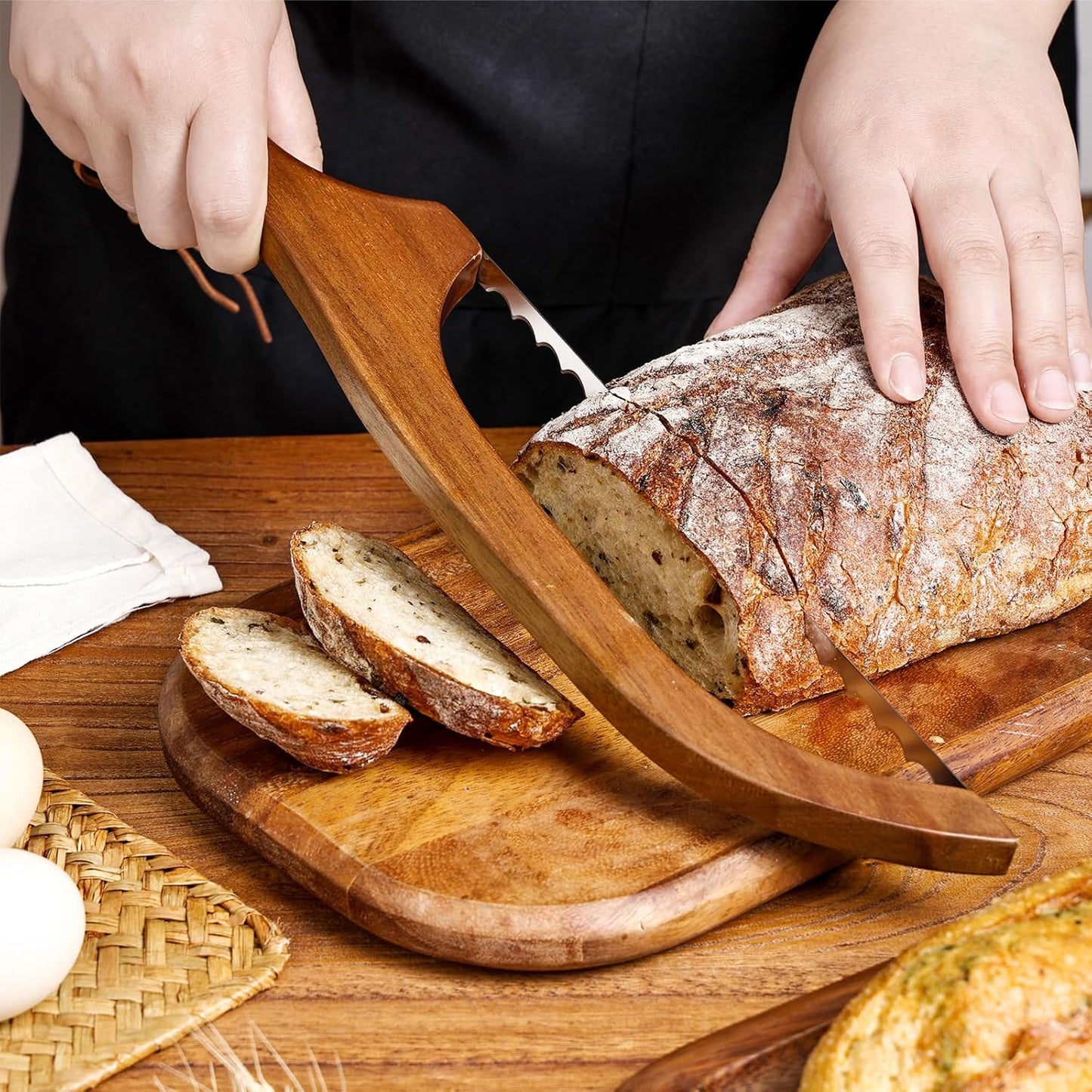 Bread Slicer for Homemade Bread, 15.7 Ergonomic Design, Premium Stainless Steel Serrated Bread Bow Knife for Precise Cutting