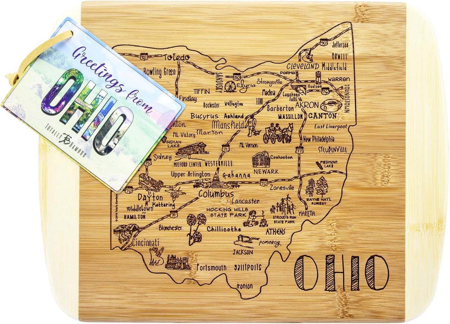 Totally Bamboo A Slice of Life New Jersey State Serving and Cutting Board, 11" x 8.75" - Colors A