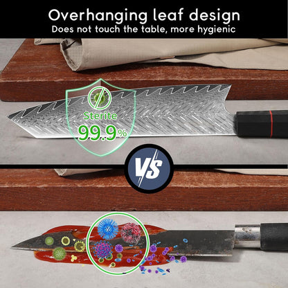 Kiritsuke Knife Damascus Kitchen Knives: 8-Inch Japanese Aus10 Professional Meat Knife with G10 Ergonomic Handle, Christmas Gift with Gift Box