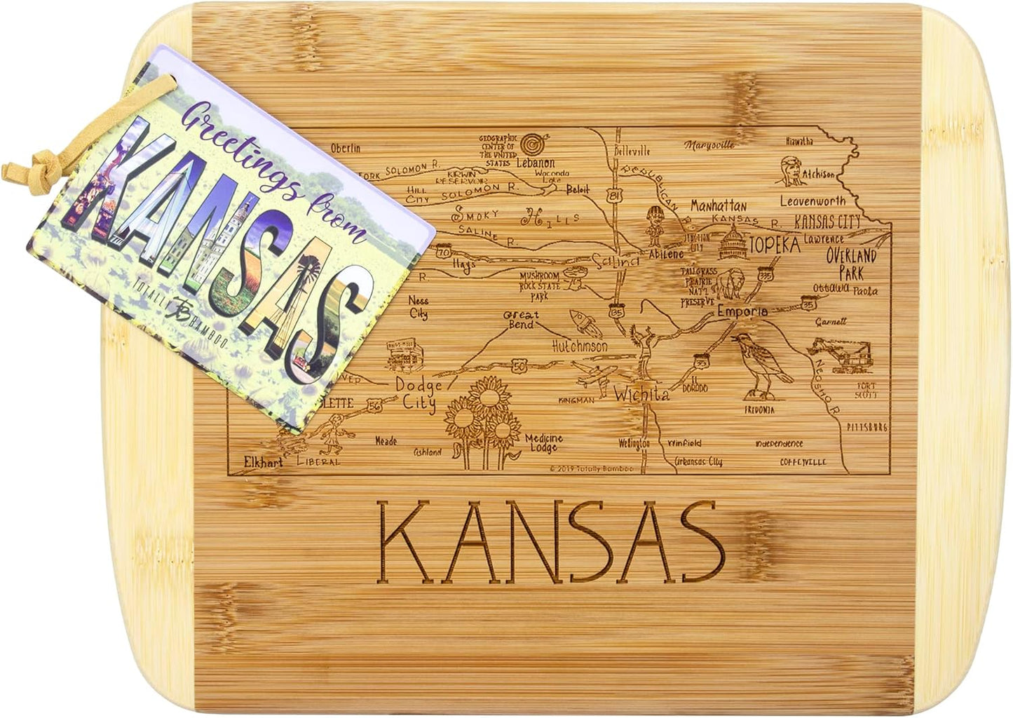 Totally Bamboo A Slice of Life New Jersey State Serving and Cutting Board, 11" x 8.75" - Colors A