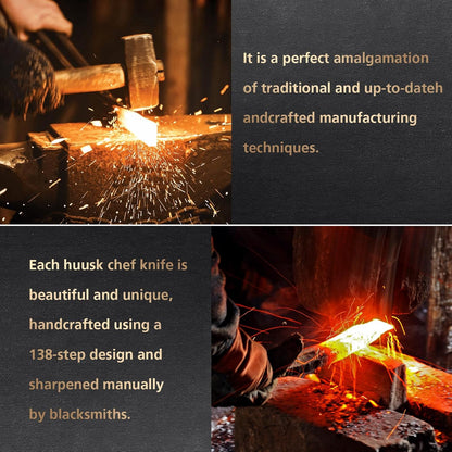 3PCS Butcher Chef Knife Set for Kitchen - Meat Cleaver & Paring Knife, Hand Forged High Carbon Steel Knives with Sheath for Home Cooking, Outdoor Camping, BBQ, Gift Idea for Men