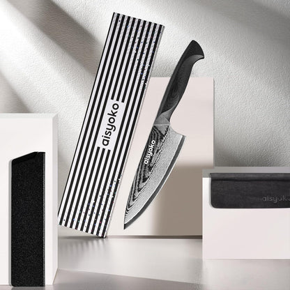aisyoko 4.5 Inch Paring Knife, Damascus Steel Chef Knife with Ergonomic G10 Handle, VG10 High Carbon Steel, Professional Kitchen Knife for Fruit Vegetable Carving, Ultra Sharp Blades