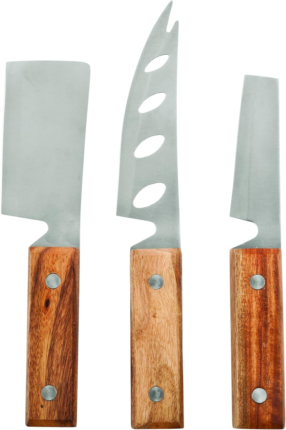 Twine Rustic Cheese Knife Set - Stainless Steel Knife Set - Charcuterie Tools Cheese Board Accessories - Stainless Steel and Wood, Set of 3