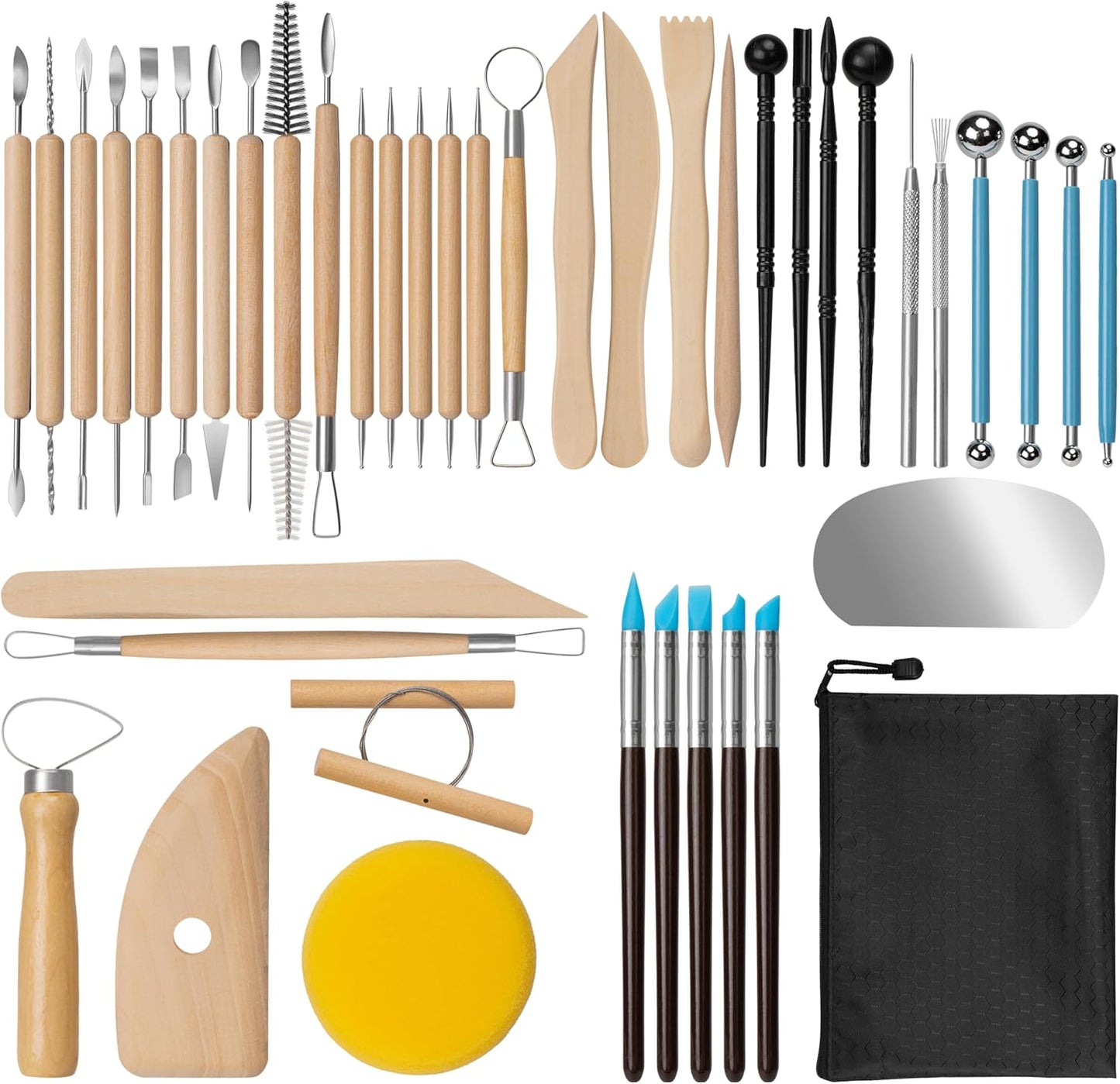 Amrules Clay Tools Kit, 12 PCS Polymer Clay Cutter Tools, Rectangle Shape Acrylic Press Board and Roller Pin Supplies Suitable for Shaping, Carving, Pottery Craft and DIY Projects