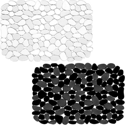 Coopay Kitchen Sink Mat Pebble Protect Mat PVC Eco-friendly Adjustable Stainless steel/ Porcelain Dish Drying Pad Protector for Bottom of Kitchen Sink, 15.8 x 11.8 inches (2 Pack, Black and Gray)