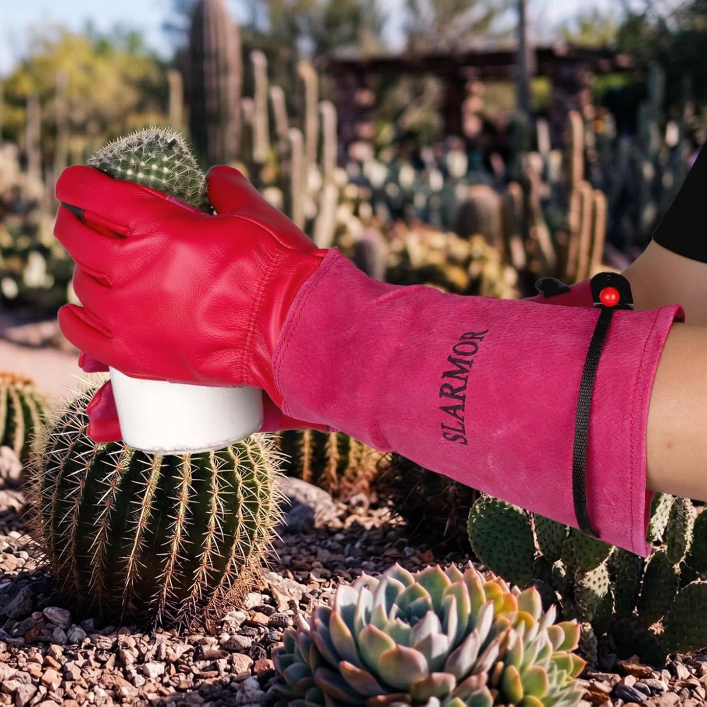 Long Gardening-Gloves Women/Men-Thorn proof Rose Pruning Heavy Duty Gauntlet, Best Garden Gifts for Gardener-L