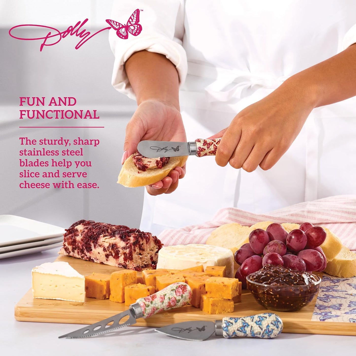 Dolly Parton 3-Piece Assorted Cheese Knife Set for Entertaining and Serving