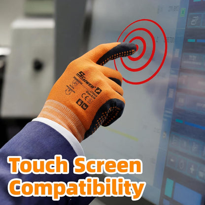Schwer 3/6/12 Pairs Safety Work Gloves MicroFoam Nitrile Coated, Certified Level 6 Abrasion Resistant Gardening Gloves with MicroDot Grip, Touchscreen, General A1 Cut Resistant Glove, LT5619, S