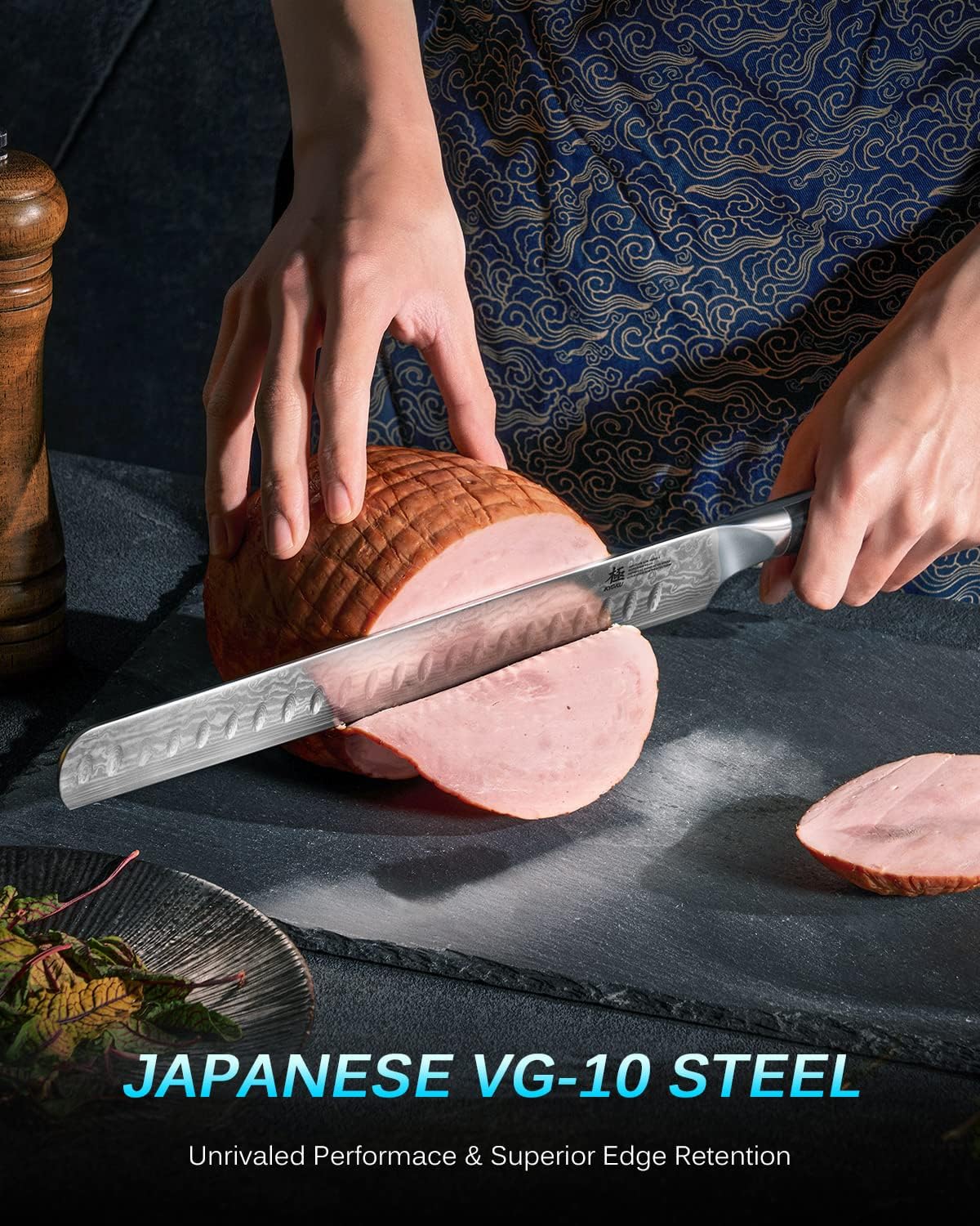 KYOKU 7 in. Japanese Fillet Knife, Shogun Series Fish Boning Knife with G10 Fiberglass Handle Damascus Steel Blade, Japanese VG10 Stainless Steel Full Tang Deboning, with Sheath & Gift Box