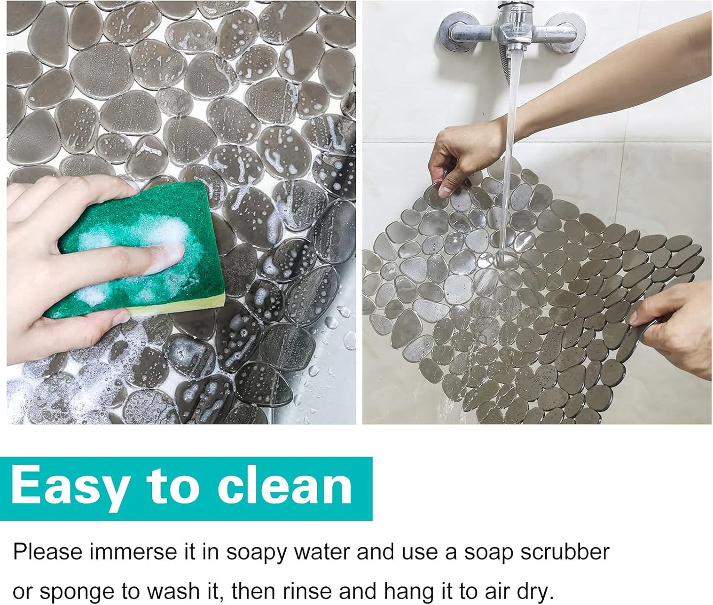 Coopay Kitchen Sink Mat Pebble Protect Mat PVC Eco-friendly Adjustable Stainless steel/ Porcelain Dish Drying Pad Protector for Bottom of Kitchen Sink, 15.8 x 11.8 inches (2 Pack, Black and Gray)