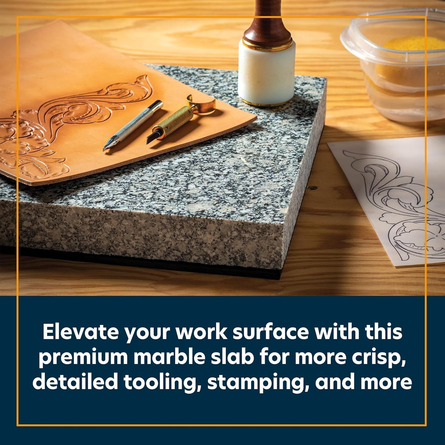 Weaver Leather Supply Marble Slab, Sturdy Non-Porous Marble Block, Leathercraft Gear for Detailed Tooling, Stamping, Carving, and More