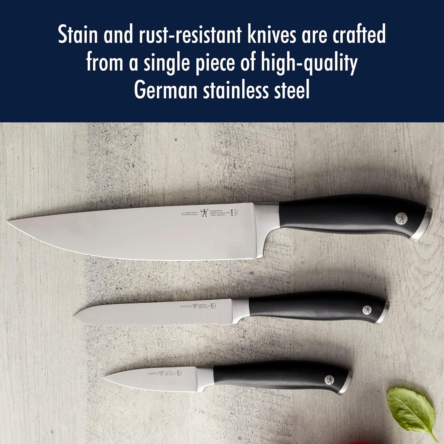 HENCKELS Silvercap Razor-Sharp 3-Piece Kitchen Knife Set, Chef Knife, Paring Knife, Utility Knife, German Engineered Informed by 100+ Years of Mastery