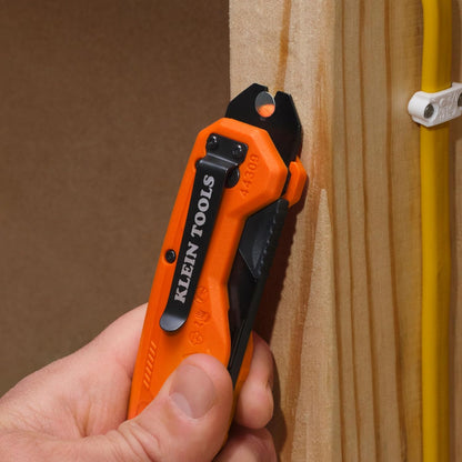Klein Tools 44306 FLICKBLADE 2-in-1 Folding Utility Knife and Scraper with Built-In Blade Storage, Dual Locking Positions, Includes 3 Triple-Ground Carbon Steel Blades
