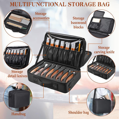 Olerqzer Wood Carving Kit,35-in-1 Wood Whittling Kit for Beginners,Whittling Knife Set Whittling Knife Wood Carving Knives Carving Tools with Large Storage Tool Bag(35PCS)