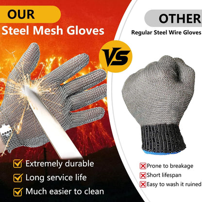 Cut Resistant Gloves, Mesh Chainmail Gloves for Cutting Food Grade for Kitchen Meat Cutting, Oyster Shucking