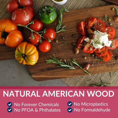 Made in USA Walnut Cutting Board by Virginia Boys Kitchens - Butcher Block made from Sustainable Hardwood (Round - 13.5)