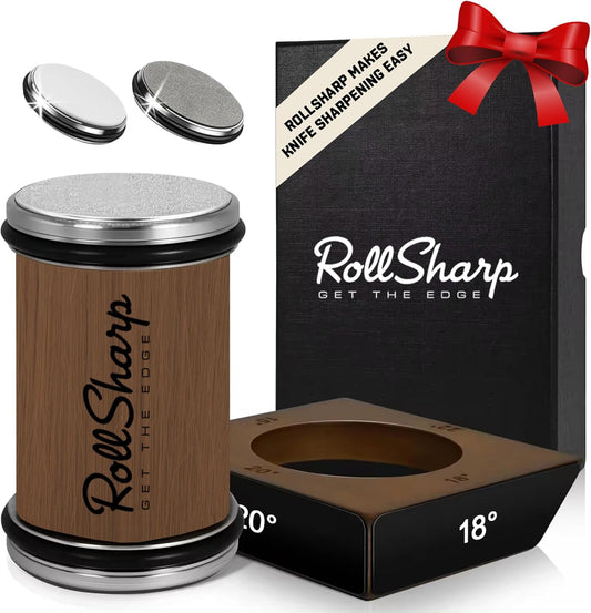 Rolling Knife Sharpener made easy with 2 Diamond Discs & 4 Magnetic Angles 15°/18°/20°/22° for All Kitchen Knife Set, Birthday Gifts for Men & Women