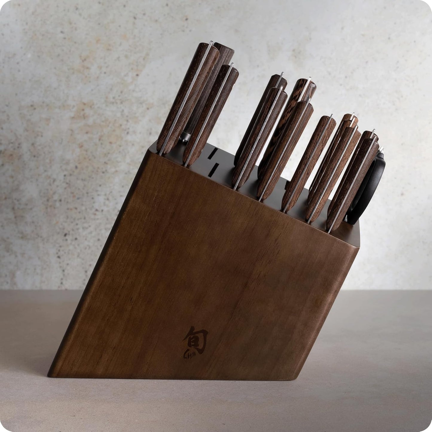 Shun Kanso 15 Piece Block Set, Includes 8" Chef's, 9” Bread, 6.5” Nakiri, 6.25” Boning Fillet Knife & More, Handcrafted Japanese Knife Set, AUS10A Stainless Steel Blades, Tagayasan Wood Handles