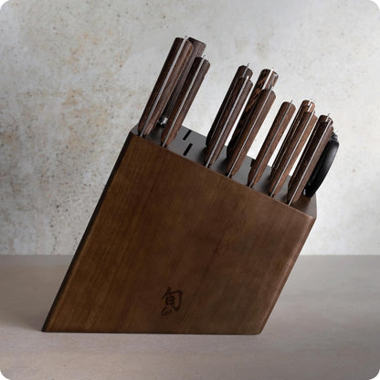 Shun Kanso 15 Piece Block Set, Includes 8" Chef's, 9” Bread, 6.5” Nakiri, 6.25” Boning Fillet Knife & More, Handcrafted Japanese Knife Set, AUS10A Stainless Steel Blades, Tagayasan Wood Handles