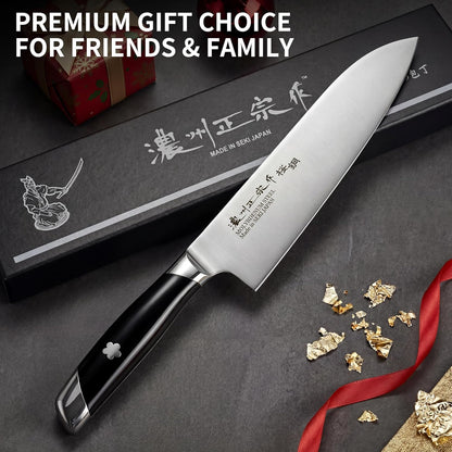6.7 Inch Santoku Knife, Made in Japan, High Carbon Molybdenum Stainless Steel Japanese Chef Knife with Sakura Handle, Kitchen Knife for Slicing Meat, Vegetable & Fruit