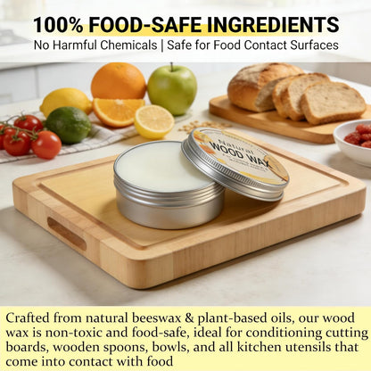 2.82 oz Natural Wood Wax for Cutting Boards, Butcher Blocks, Wooden Spoons and Bowls, Beeswax Polish, Food-Safe